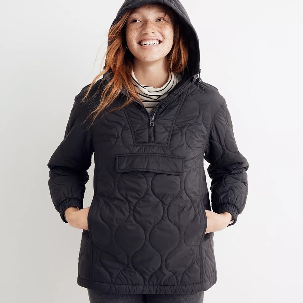 Madewell quilted packable puffer jacket coral black